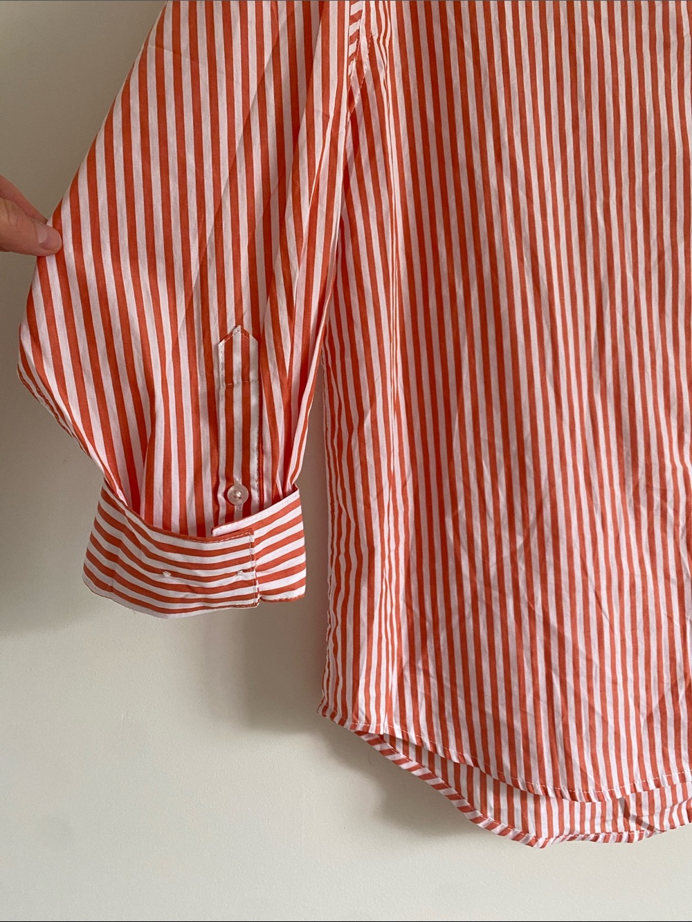 Joe’s Jeans The Boyfriend Orange White Stripe Cotton Button Down Shirt - Picture 4 of 10